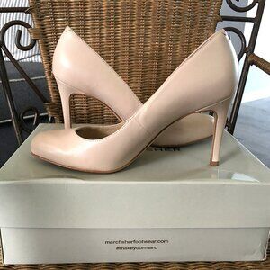Marc Fisher Pumps Heels Sz 7.5 Nude Leather Round toe